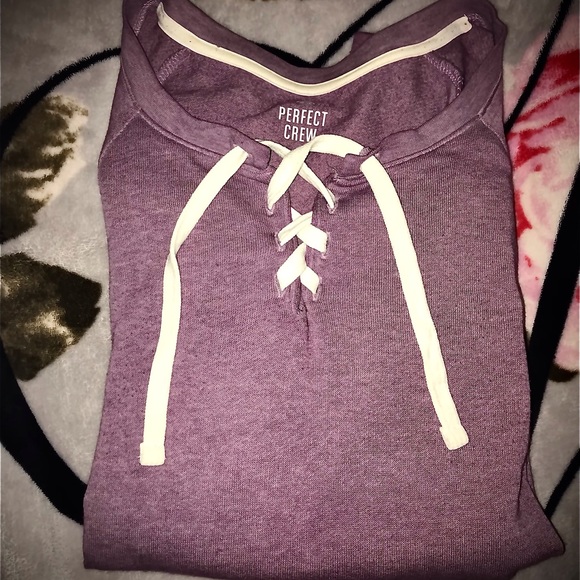 Perfect purple soft NEW lightweight womens sweatshirt with front string detail - Picture 6 of 8